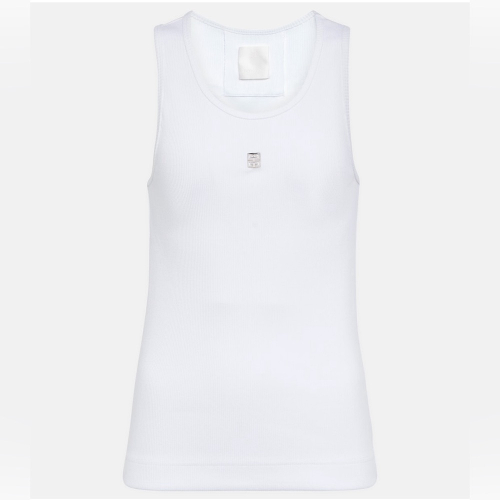 Givenchy Embellished 4G Logo Cotton Ribbed Tank